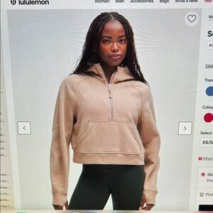 Lululemon pink Half-Zip Cropped Sweatshirt